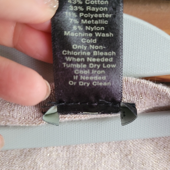 Ann Taylor palepink gold shimmer ruffle cardigan - Picture 4 of 6